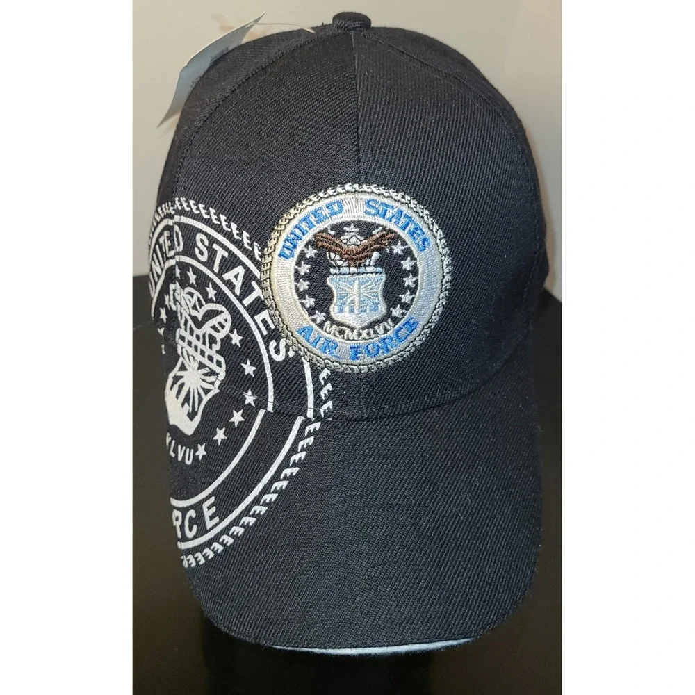 NWT USAF United States Air Force Blue Acrylic Strapback Baseball Cap Hat Embroid